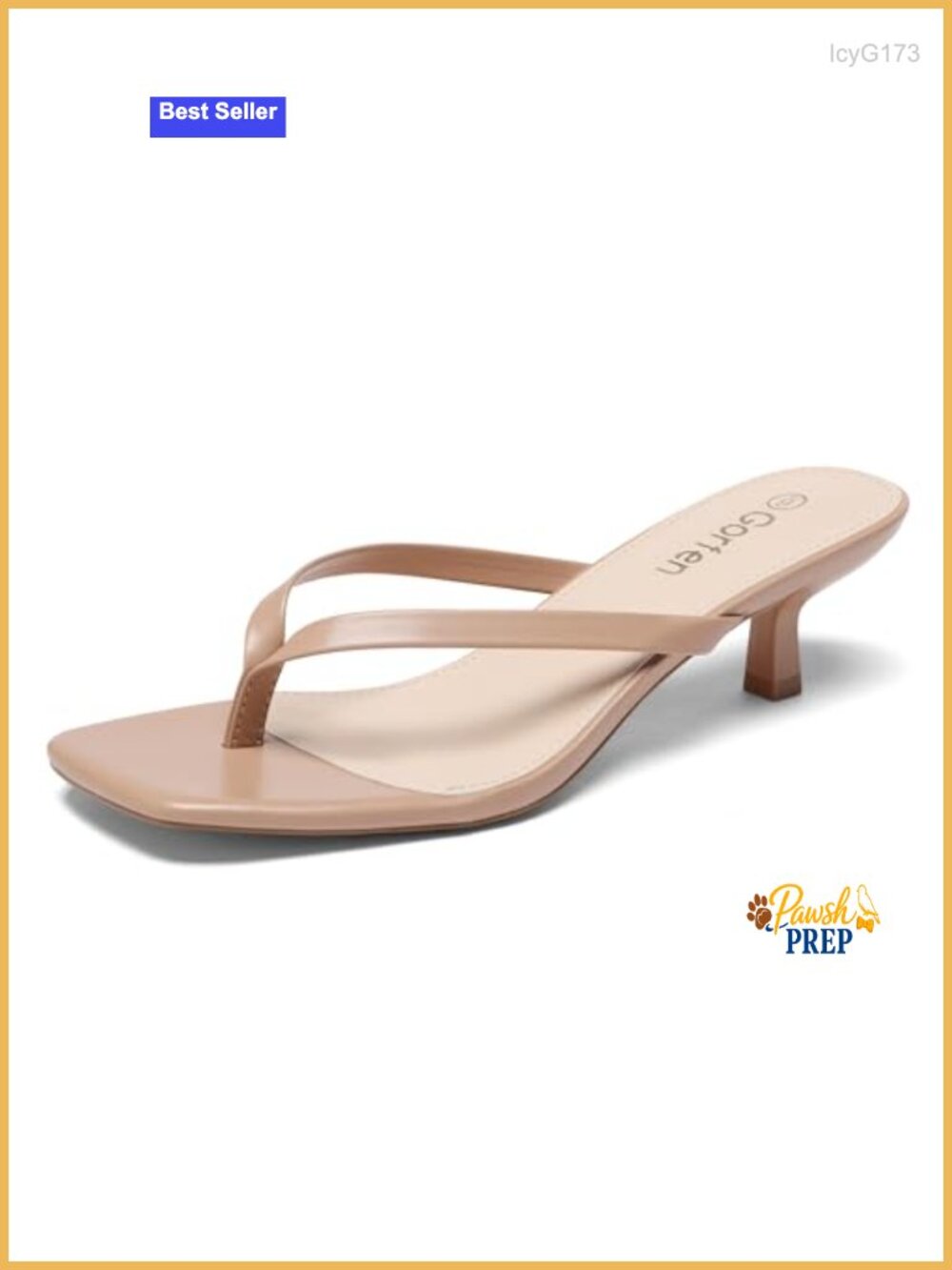 Women's Kitten Heel Sandals Square Toe Slip On Flip Flop Heels 2 Inch Thong
